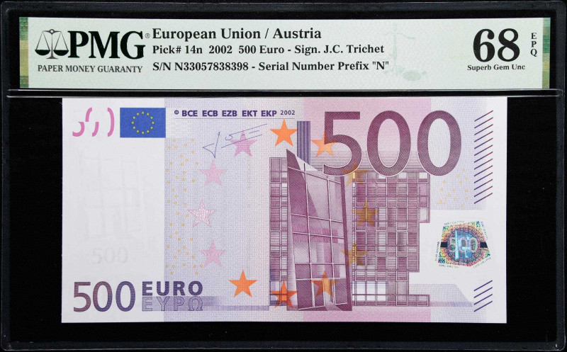 EUROPEAN UNION / AUSTRIA. European Central Bank. 500 Euro, 2002. P-14n. PMG Supe...