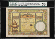 FRENCH INDO-CHINA. Banque de I'Indo-Chine. 100 Piastres, ND (1925-26). P-51a. PMG Very Fine 30.
Serial number C.59 861. A nice example of this rare f...