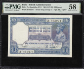 INDIA. Government of India. 10 Rupees, ND (1917-30). P-7b. Jhun&Rez 3.7.2. PMG Choice About Uncirculated 58.
J.B. Taylor signature. Always a heavily ...