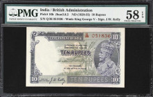 INDIA. Government of India. 10 Rupees, ND (1928-35). P-16b. Jhun3.8.2. PMG Choice About Uncirculated 58 EPQ.
Serial number Q/36 051836. Signed by Kel...