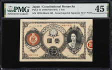 Featuring Lots from the Honshu Collection
JAPAN. Great Imperial Japanese Government. 1 Yen, 1878 (ND 1881). P-17. PMG Choice Extremely Fine 45 EPQ.
...