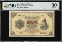 Featuring Lots from the Honshu Collection
JAPAN. Bank of Japan. 20 Yen, ND (1917). P-37. PMG Very Fine 30.
The highest denomination of this series a...