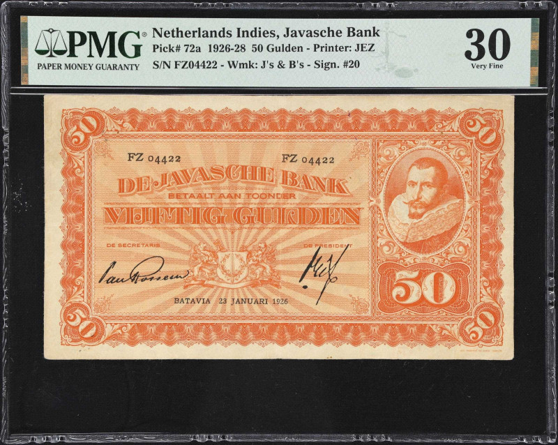 NETHERLANDS INDIES. Lot of (8). Javasche Bank. 50 Gulden, 1926-27. P-72a. PMG Ve...