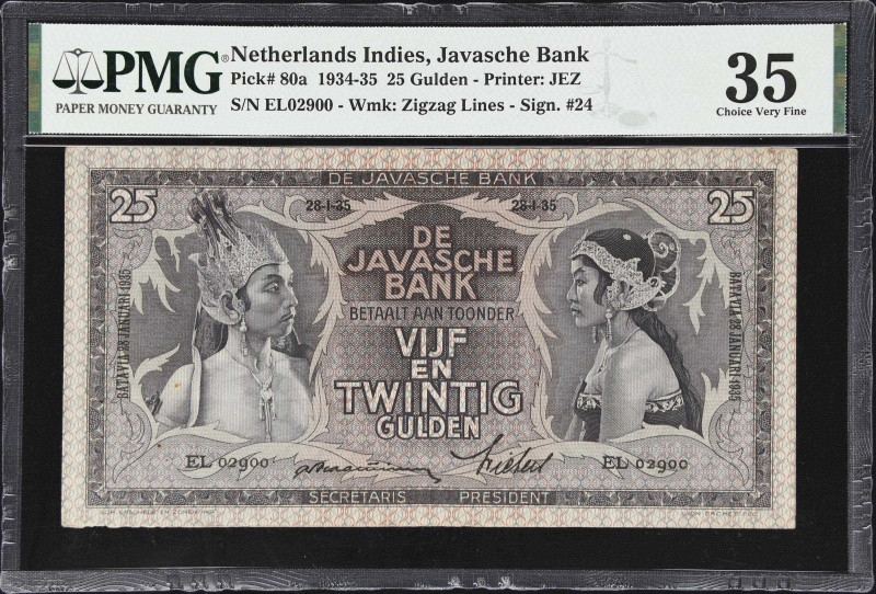 NETHERLANDS INDIES. Lot of (8). Javasche Bank. 25 Gulden, 1935. P-80a. PMG Choic...