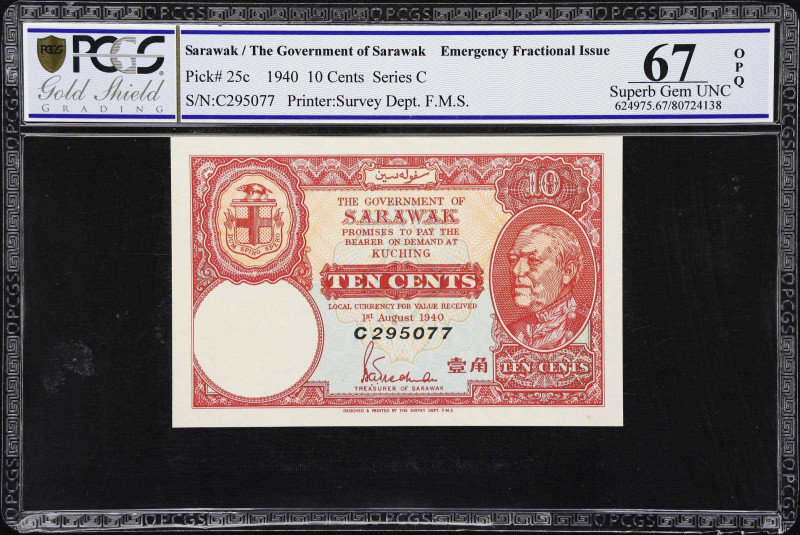 SARAWAK. Government of Sarawak. 10 Cents, 1940. P-25c. PCGS GSG Superb Gem Uncir...