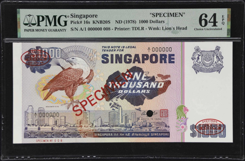 Important Bird Series $1000 Specimen 
SINGAPORE. Board of Commissioners of Curr...