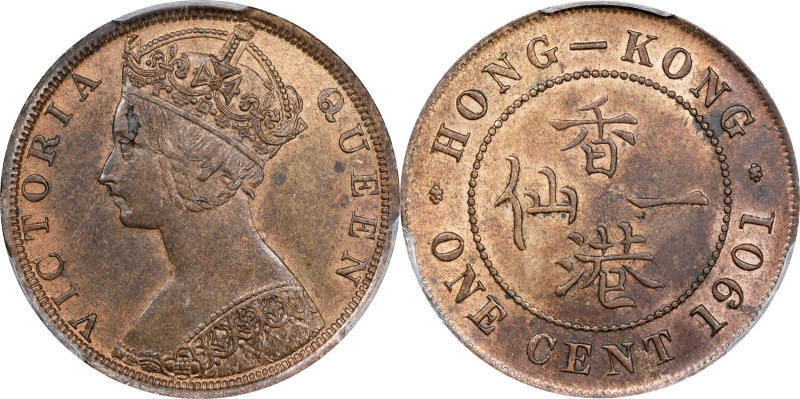 (t) HONG KONG (SAR). Cent, 1901. London Mint. Victoria. PCGS MS-63 Red Brown.
K...