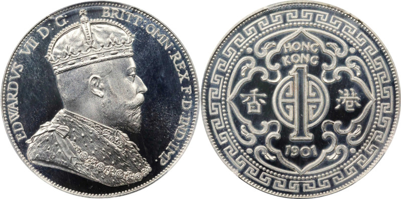 HONG KONG (SAR). Fantasy Silver Dollar, "1901". Edward VII. PCGS PROOF-67 Deep C...