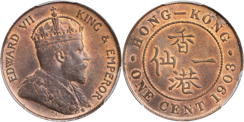 (t) HONG KONG (SAR). Cent, 1903. London Mint. Edward VII. PCGS MS-63 Red Brown....