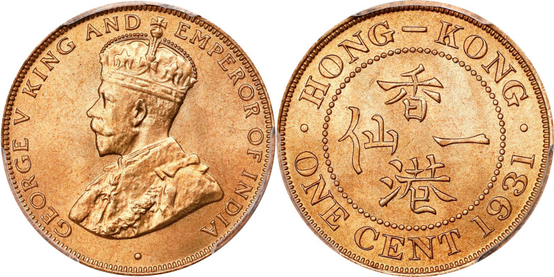 HONG KONG (SAR). Cent, 1931. London Mint. George V. PCGS MS-66 Red.
KM-17; Mars...