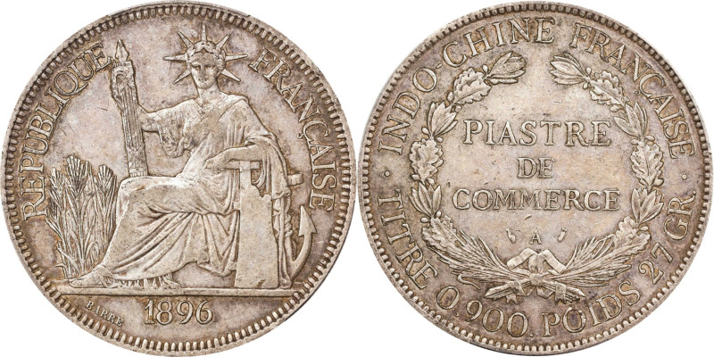 FRENCH INDO-CHINA. Piastre, 1896-A. Paris Mint. PCGS EF-45.
KM-5a.1; Lec-278.
...