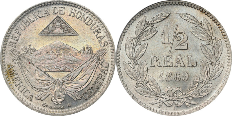 HONDURAS. 1/2 Real, 1869-A. Paris Mint. PCGS MS-64.
KM-33.
From the BKingdom C...