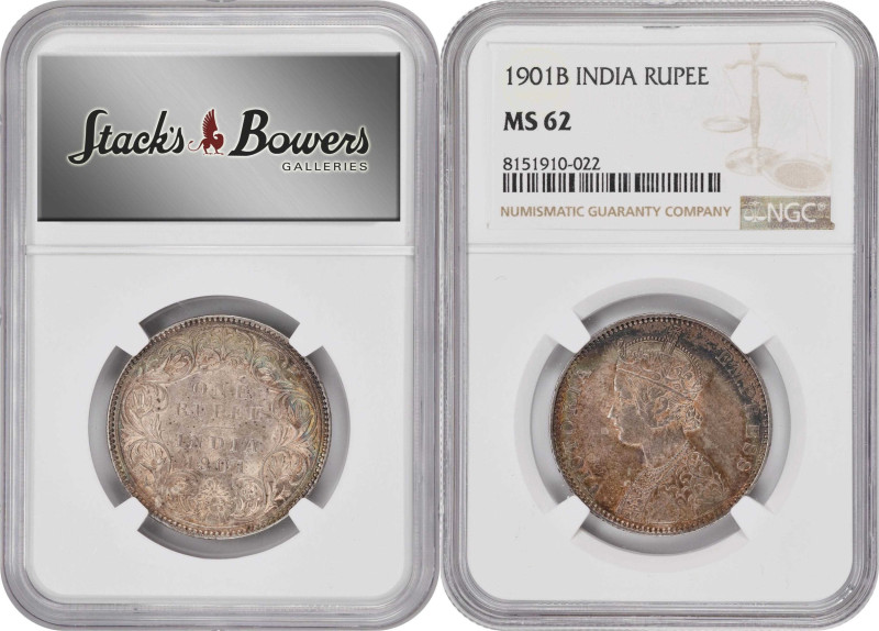 INDIA. Quintet of Rupees (5 Pieces), 1890-1901. Victoria. All NGC Certified.
1)...