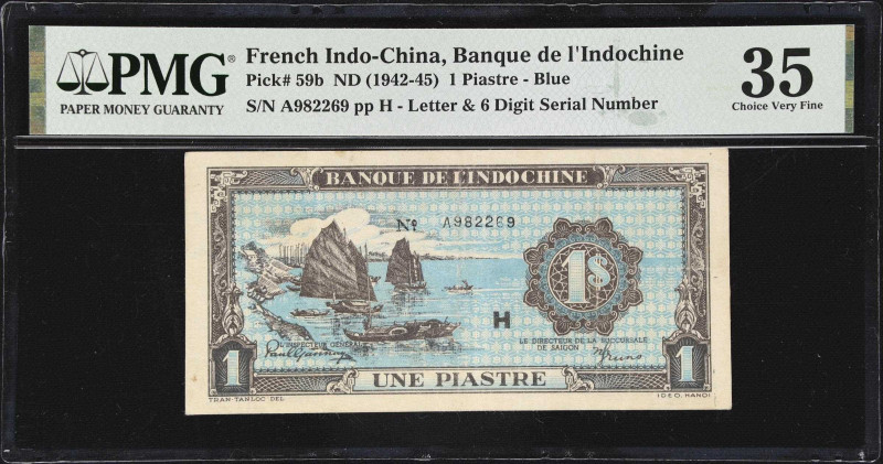 FRENCH INDO-CHINA. Lot of (4). Banque de l'Indochine. 1 Piastre, ND (1942-45). P...