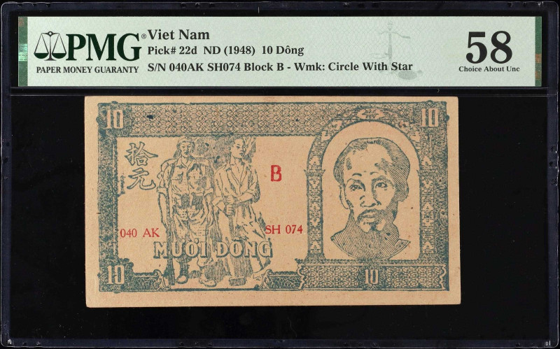 VIETNAM. Lot of (3). Viet-Nam Dan-Chu Cong-Hoa. 10 Dong, ND (1948). P-22d & 23. ...