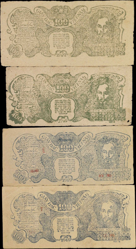 VIETNAM. Lot of (4). Viet Nam Dan Chu Cong Hoa. 100 Dong, 1949. P-29 and 30. Ave...