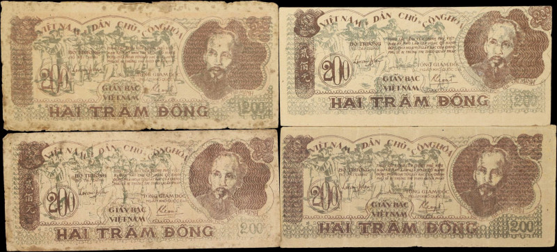 VIETNAM. Lot of (4). Viet Nam Dan Chu Cong Hoa. 200 Dong, 1950. P-34a and 34b. V...