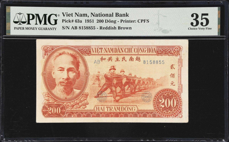 VIETNAM. National Bank of Vietnam. 200 Dong, 1951. P-63a. PMG Choice Very Fine 3...