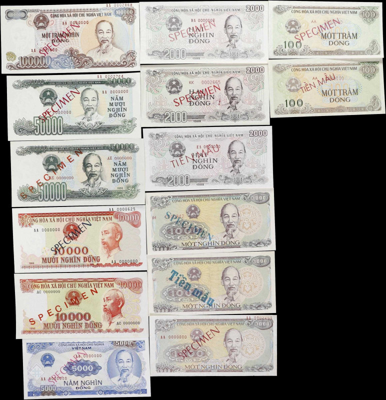 VIETNAM. Lot of (14). Ngan Hang Nha Nuac Viet Nam. 100 to 100,000 Dong, 1988-94....