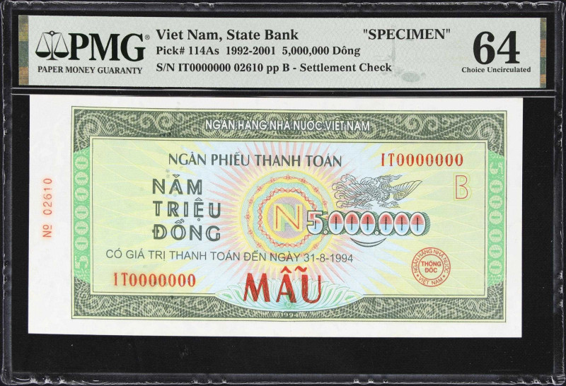 VIETNAM. State Bank of Vietnam. 5,000,000 Dong, 1994. P-114As. Settlement Check....