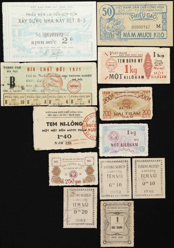 VIETNAM. Lot of (12). Ration Coupons and Others. Mixed Dates. P-NL. Mixed Condit...