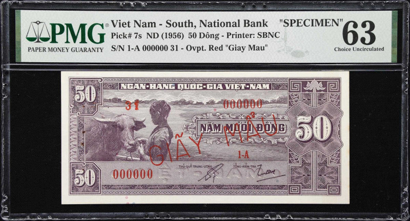 VIETNAM, SOUTH. National Bank. 50 Dong, ND (1956). P-7s. Specimen. PMG Choice Un...