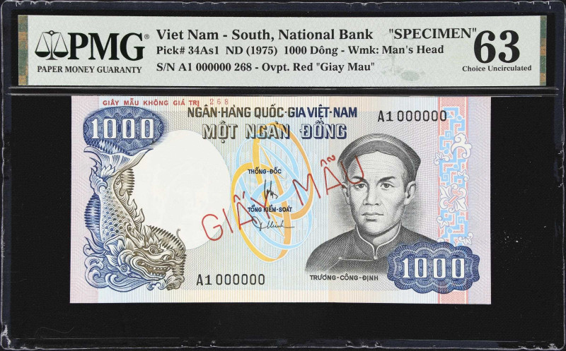 VIETNAM, SOUTH. National Bank of Vietnam. 1000 Dong, ND (1975). P-34As1. Specime...