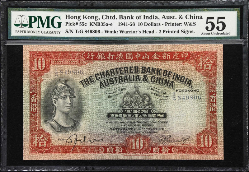 (t) HONG KONG (SAR). Chartered Bank of India, Australia & China. 10 Dollars, 18....