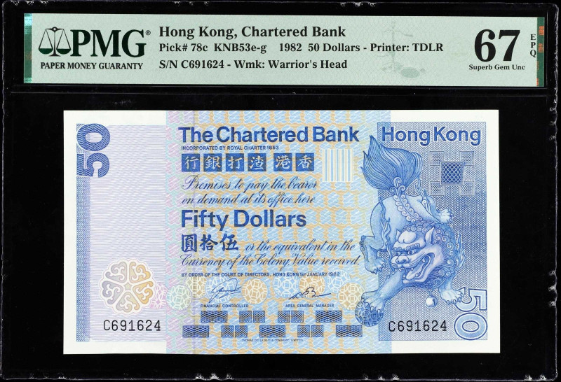 (t) HONG KONG (SAR). The Chartered Bank. 50 Dollars, 1982. P-78c. PMG Superb Gem...