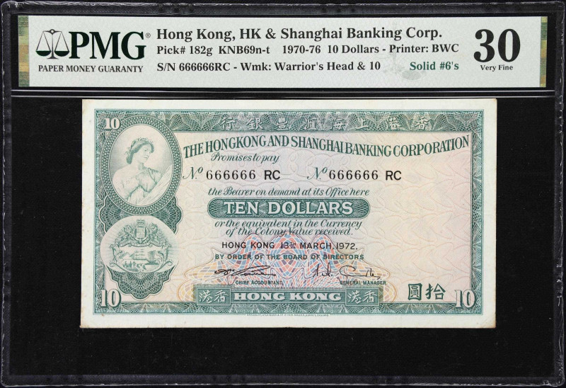 (t) HONG KONG (SAR). Hong Kong & Shanghai Banking Corporation. 10 Dollars, 1972....