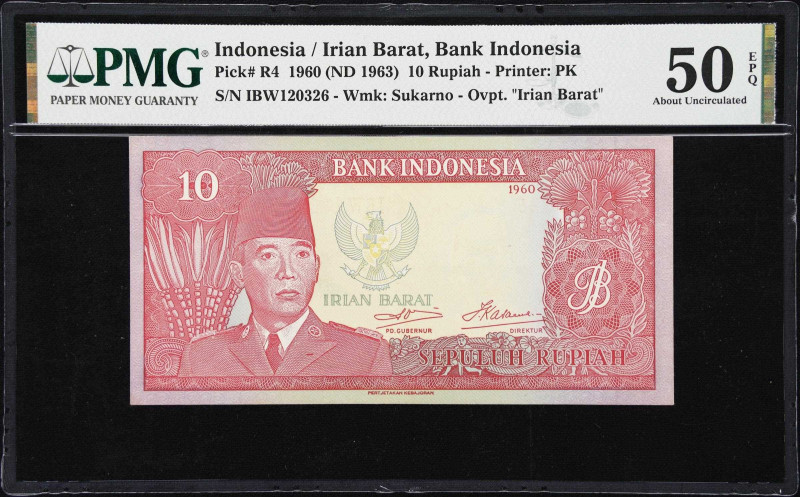 INDONESIA. Bank Indonesia. 10 Rupiah, 1960 (ND 1963). P-R4. Irian Barat. PMG Abo...