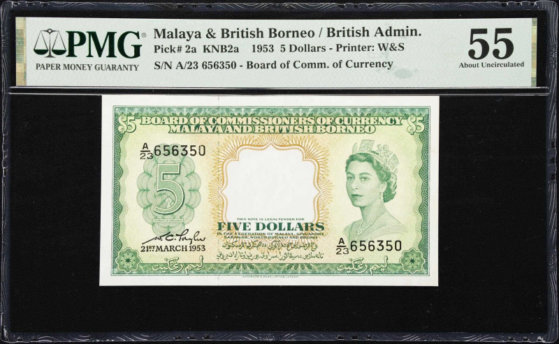 MALAYA AND BRITISH BORNEO. Board of Commissioners of Currency. 5 Dollars, 1953. ...