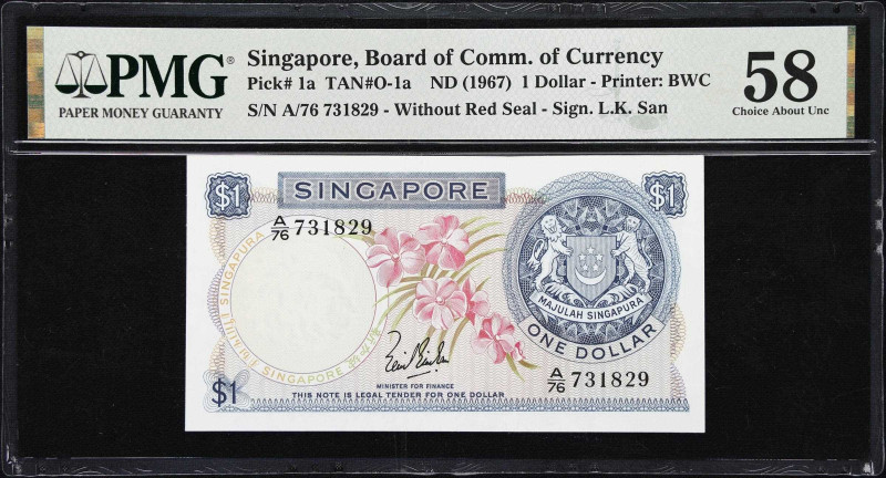 SINGAPORE. Lot of (4). Board of Commissioners of Currency. 1 & 5 Dollars, ND (19...