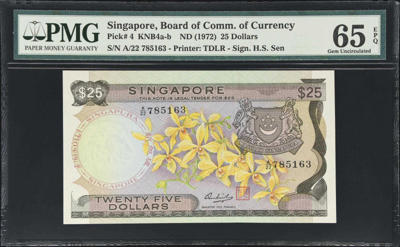 SINGAPORE. Lot of (2). Board of Commissioners of Currency. 25 & 50 Dollars, ND (...