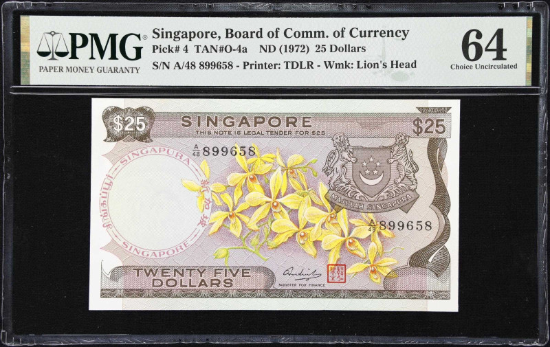 SINGAPORE. Board of Commissioners of Currency. 25 Dollars, ND (1972). P-4. TAN#O...