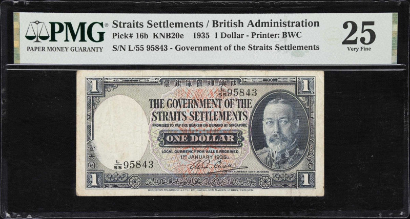 STRAITS SETTLEMENTS. Government of the Straits Settlements. 1 Dollar, 1935. P-16...