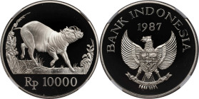 INDONESIA. 10000 Rupiah, 1987. NGC PROOF-69 Ultra Cameo.
KM-45.

1987年印度尼西亞10000盾精製銀幣。

Estimate: $100.00 - $150.00