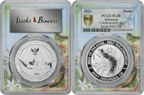 INDONESIA. Duo of Silver Medals (2 Pieces), 2023. Both PCGS PROOFLIKE-69.
1) Jalak Bali. Serial #001/168. 2) Cenderawasih. Serial #001/168.

2023年印...
