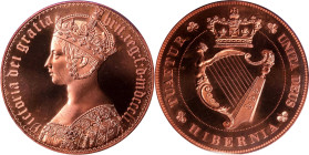 IRELAND. Fantasy Copper "Gothic" Crown, "1851". Victoria. PCGS PROOF-67 Red Cameo.
KMX-Unlisted. Weight: 40 gms. HIBERNIA variety. INA (International...