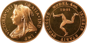ISLE OF MAN. Fantasy Bronze 4 Shillings, "1901". Victoria. PCGS PROOF-68 Cameo.
KMX-11A. INA (International Numismatic Agency) issue.

1901年馬恩島4先令黃...