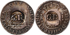 JAMAICA. Jamaica - Mexico. 10 Pence (Real), ND (1758). George II. PCGS VF-35.
KM-3; Prid-7. Issued by local Act of 18 November 1758. Raised central f...