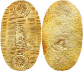JAPAN. Gold Koban Fantasy, ND (ca. 19th century). EXTREMELY FINE.
Weight: 4.37 gms. An interesting fantasy type with simplistic flowers taking the pl...