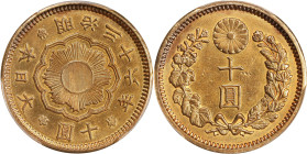 JAPAN. 10 Yen, Year 36 (1903). Osaka Mint. Mutsuhito (Meiji). PCGS Genuine--Ex Jewelry, AU Details.
Fr-51; KM-Y-33; JNDA-01-7; JC-09-7. AGW: 0.2411 o...