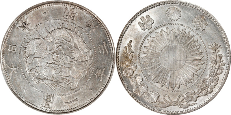 JAPAN. Yen, Year 3 (1870). Osaka Mint. Mutsuhito (Meiji). PCGS AU-58.
KM-Y-5.1;...