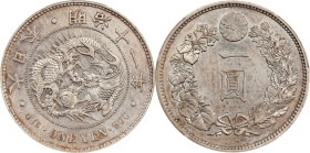 JAPAN. Yen, Year 11 (1878). Osaka Mint. Mutsuhito (Meiji). PCGS Genuine--Harshly Cleaned, AU Details.
KM-Y-A25.2; JNDA-01-10; JC-09-10-1. Shallow vei...