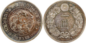 JAPAN. Yen, Year 15 (1882). Osaka Mint. Mutsuhito (Meiji). PCGS Genuine--Cleaned, Unc Details.
KM-Y-A25.2; JNDA-01-10; JC-09-10-1.

日本明治十五年一圓銀幣。大阪造...