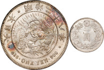 JAPAN. Yen, Year 28 (1895). Osaka Mint. Mutsuhito (Meiji). PCGS MS-62.
KM-Y-A25.3; JNDA-01-10A; JC-09-10-2.

日本明治二十八年一圓銀幣。大阪造幣廠。

Estimate: $400....
