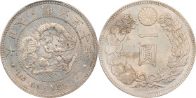 JAPAN. Yen, Year 30 (1897). Osaka Mint. Mutsuhito (Meiji). PCGS Genuine--Cleaned, Unc Details.
KM-Y-A25.3; JNDA-01-10A; JC-09-10-2.

日本明治三十年一圓銀幣。大阪...