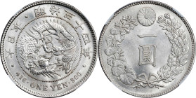 JAPAN. Yen, Year 34 (1901). Osaka Mint. Mutsuhito (Meiji). NGC MS-62.
KM-Y-A25.3; JNDA-01-10A; JC-09-10-2.
From the BKingdom Collection.

日本明治三十四年...
