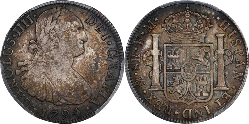 MEXICO. 8 Reales, 1794-Mo FM. Mexico City Mint. Charles IV. PCGS VF-35.
KM-109;...